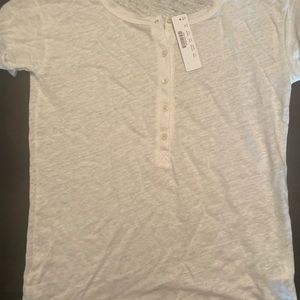 J. Crew womens half button down tshirt.  100% Linen